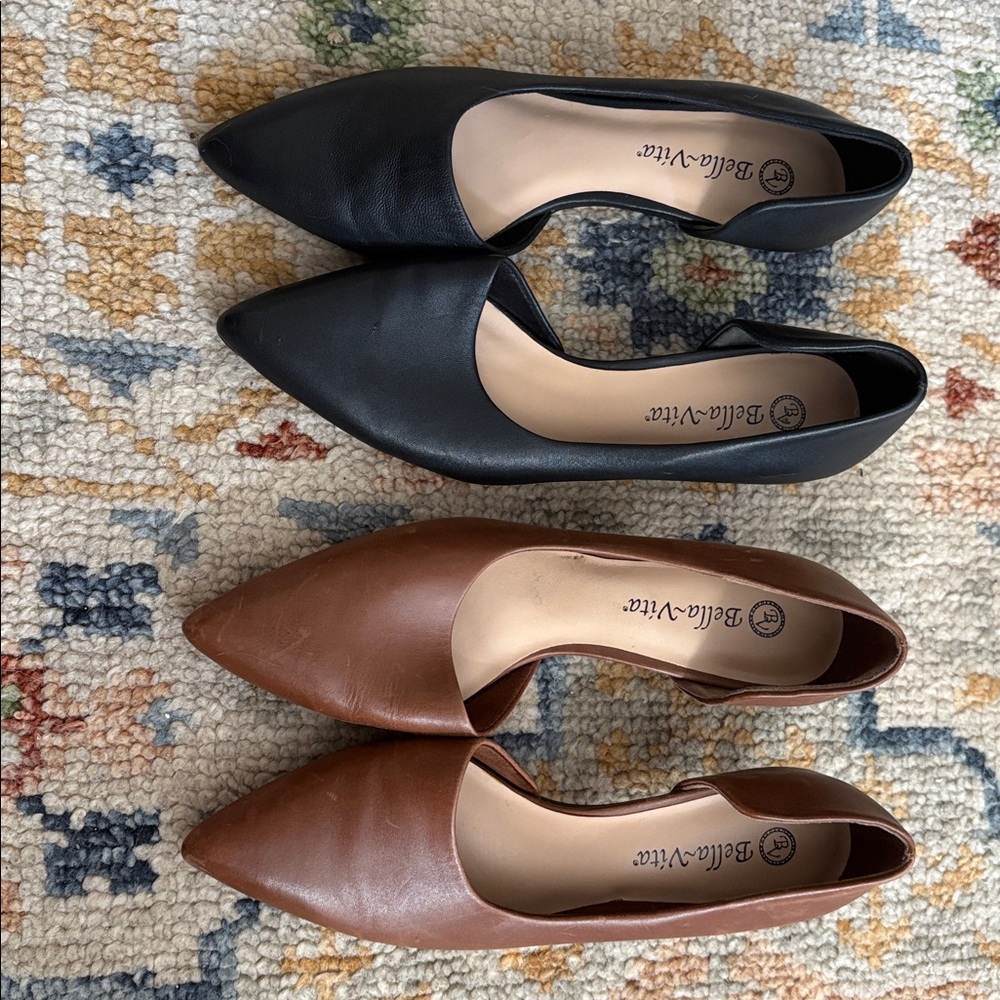 Two Bella Vita Women's Tan Pointed Flats Size 9
